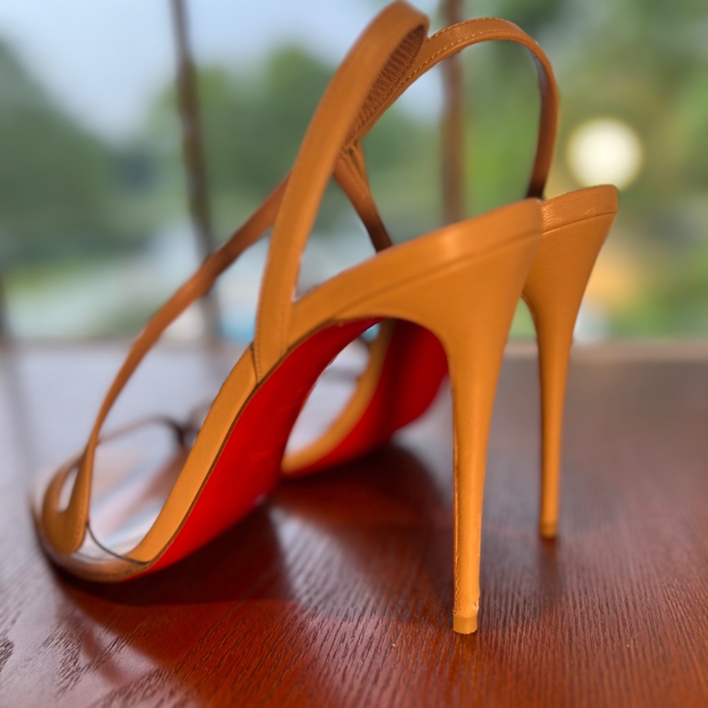 Christian Louboutin Beige Strappy Sandals with Red Soles - Picture 5 of 5